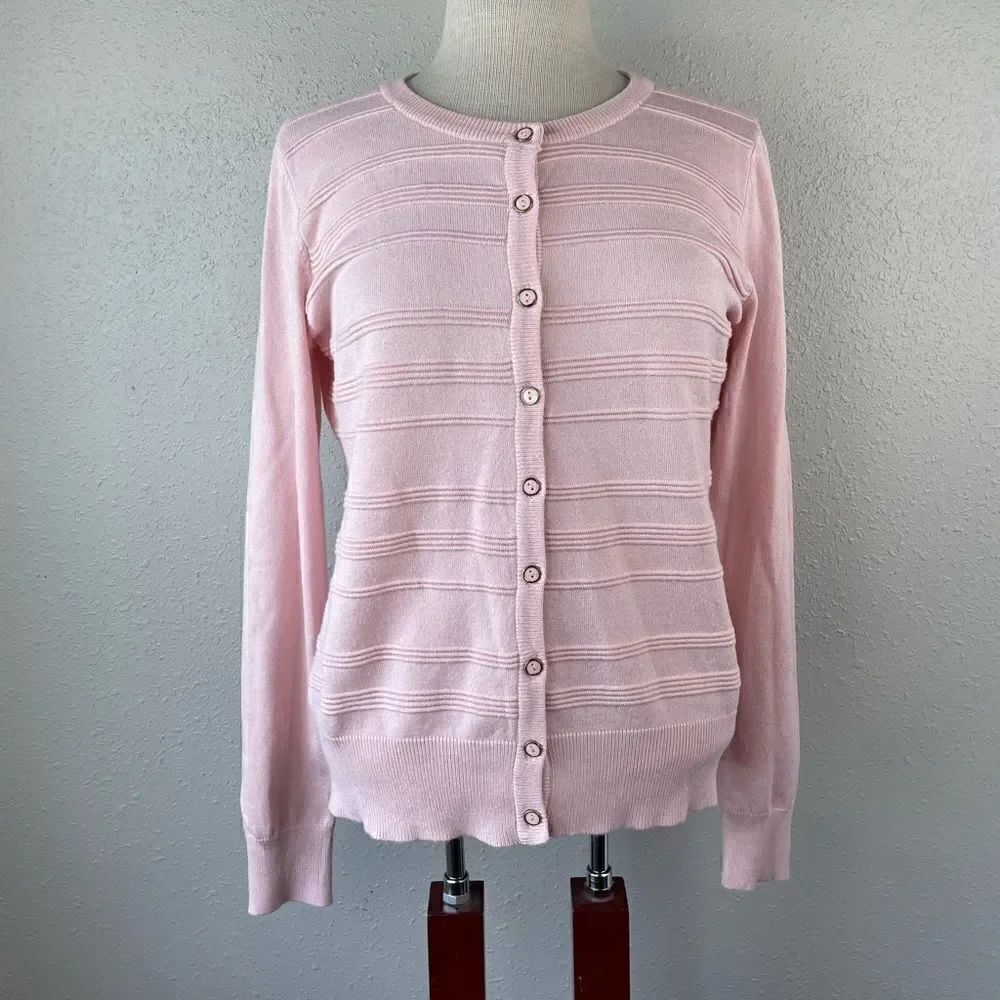 Marled Reunited Credits Pink Button Cardigan Sweater Size M EUC